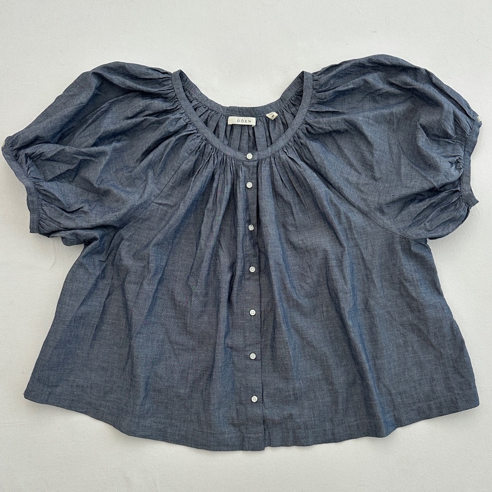 Doen June Blue Puff Sleeve Blouse